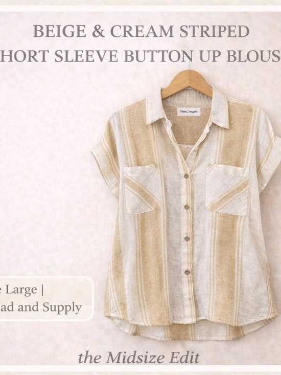 Thread & Supply Tops - Thread & Supply Linen Blend Striped Button Up | Size Large